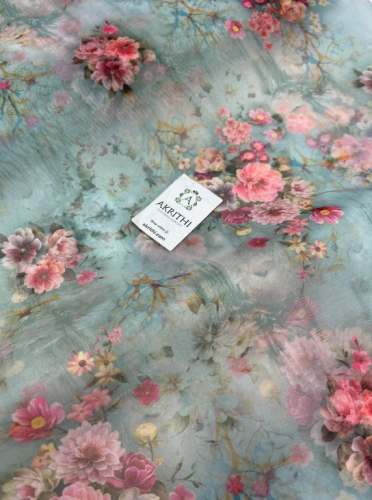 Organza Floral Digital Printed Fabric