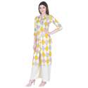 Cotton White and Orange Printed Straight Kurta thumb 2