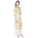 Cotton White and Orange Printed Straight Kurta thumb 3