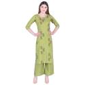 Rayon Green Printed Kurta with Palazzo pants