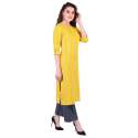 Rayon Yellow Striped Kurta with Grey Palazzo Pants thumb 3