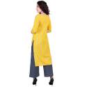 Rayon Yellow Striped Kurta with Grey Palazzo Pants thumb 4