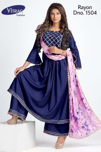 Fancy Kurti with Palazzo and Dupatta
