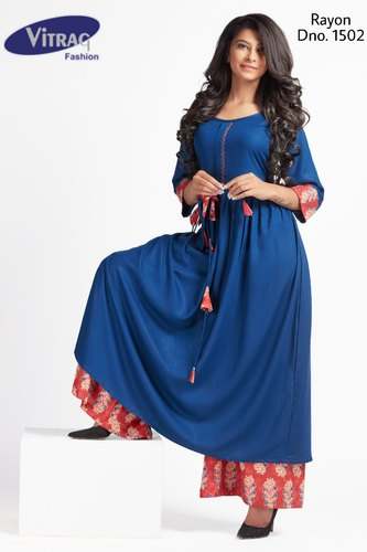 Rayon Kurti with Printed Palazzo