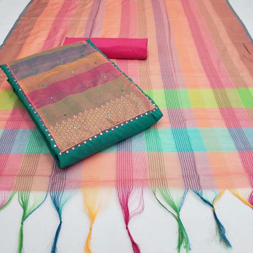 Multi Color Slub Cotton Dress Material 