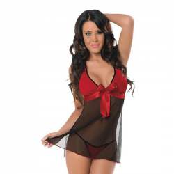 IGNOTO Babydoll Nightwear For Women (159BLK-RED)