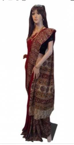 Hand block printed saree