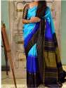 Blue silk Printed Saree thumb 1