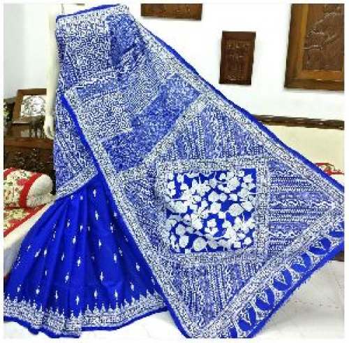 Pure silk Printed Kantha Saree by Murshidabad Khadi Gramodyog Samity