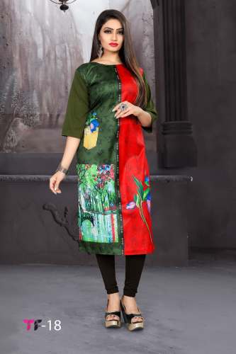 Women's Crepe Printed Straight Cut Kurti TF-18 by Textile Fab