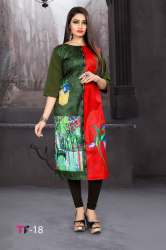 Women's Crepe Printed Straight Cut Kurti TF-18