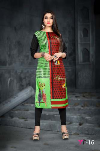 Women's Crepe Printed Straight Cut Kurti TF-16 by Textile Fab