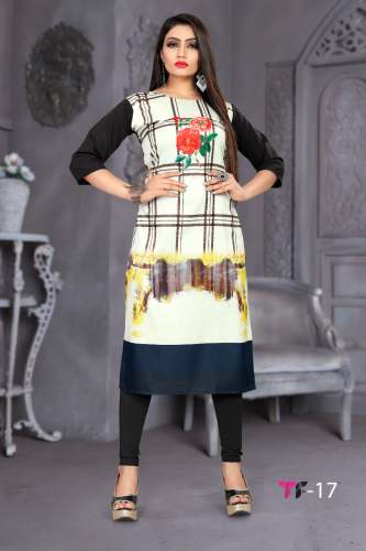 Women's Crepe Printed Straight Cut Kurti TF-17 by Textile Fab