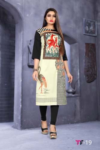 Women's Crepe Printed Straight Cut Kurti TF-19 by Textile Fab