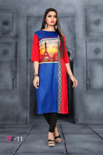Women's Crepe Printed Straight Cut Kurti TF-11