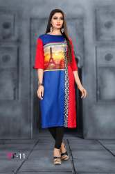Women's Crepe Printed Straight Cut Kurti TF-11