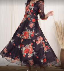 Fancy Floral Printed Western Long Frock