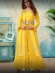 Yellow Functional Wear Indo Western Dress