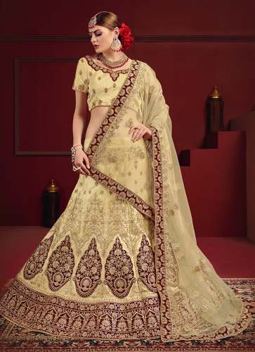 Rohit Shoping Center satin-thread-work-lehenga-choli