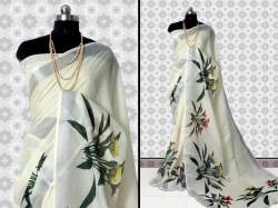 Pure Linen Digital Printed Saree