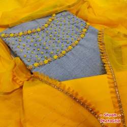 South Cotton With Aari Work Dress Material