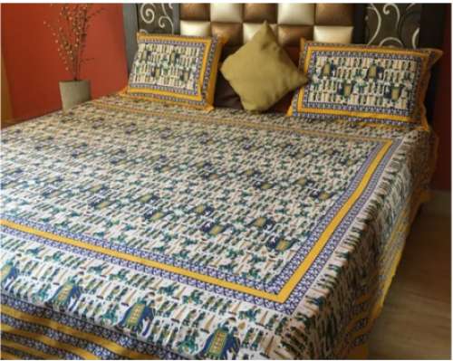 Multi Sanganeri jaipuri Printed Cotton Bedsheet