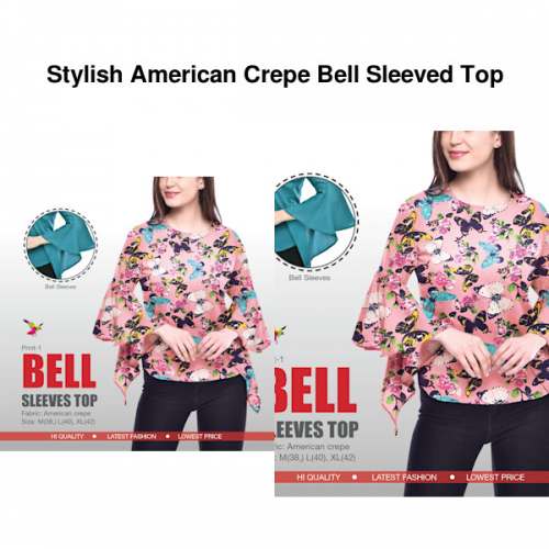 Stylish American Crepe Bell Sleeved Top by Buzzcod