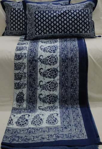 Indigo 90*108 Double Bed Sheet  by Vardhaman Handloom