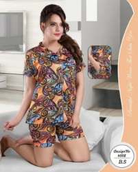 Multiple Colors Satin Shorts Night Suit