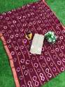 Designer Handmade Bandhej saree thumb 7