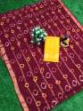 Designer Handmade Bandhej saree thumb 8