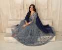 Party wear Grey Net Embroidered Saree thumb 1