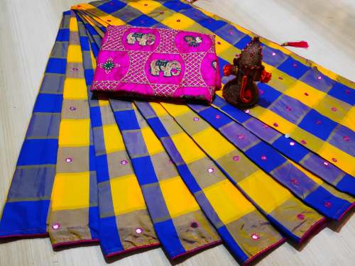 Sana Silk Mirrore Work Saree