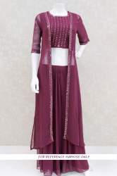 Wine Color Georgette Indo western Lehenga 
