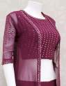 Wine Color Georgette Indo western Lehenga  thumb 4