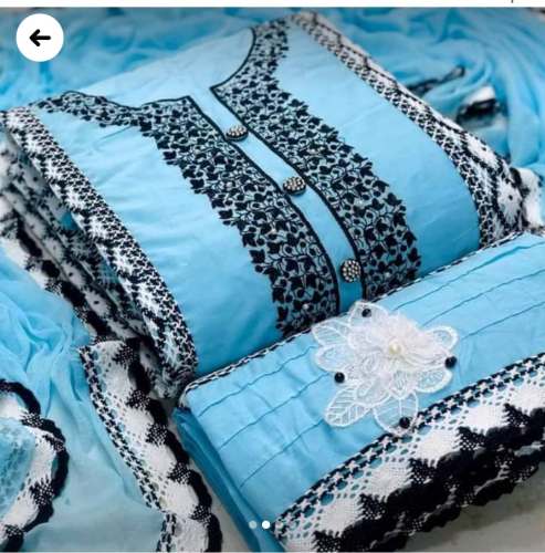 Embroidered unstitched dress material