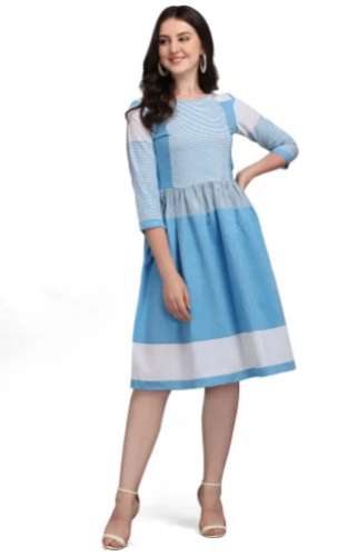 multi color cotton western wear one piece dress