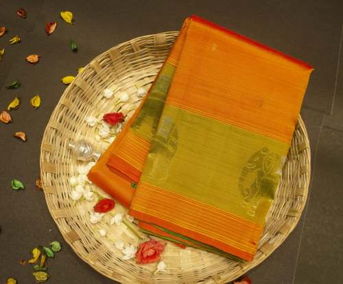 Golden Zari Silk Saree by Vivaaha Silks Kanchipuram