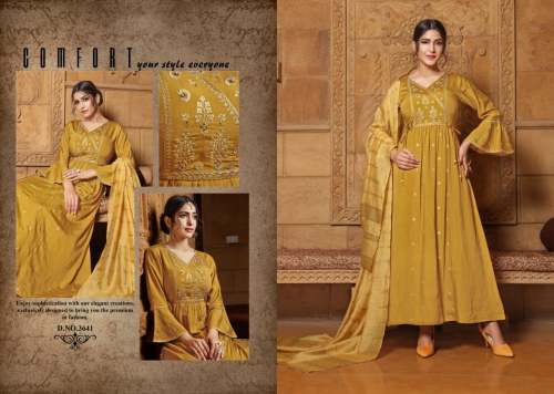 Party wear Long Chanderi Gown with Duppata