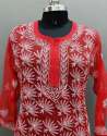 Designer Red Chikan Kurti  thumb 1