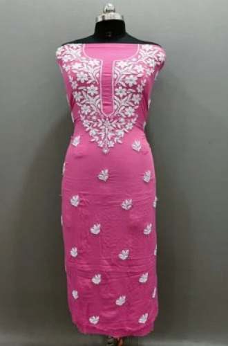 Pretty Pink Chikankari Suit Material from Lucknow  by M S K Chikan Udyog