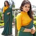 dark-green-embroidered-georgette-saree