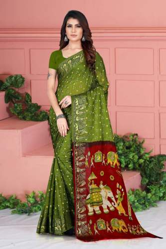 Hathi pallu Bandhani Saree