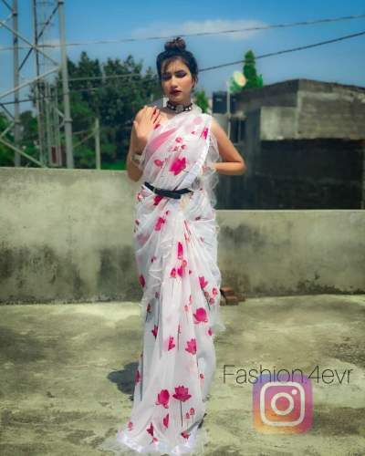 Designer Fancy Party Wear Ruffle Saree