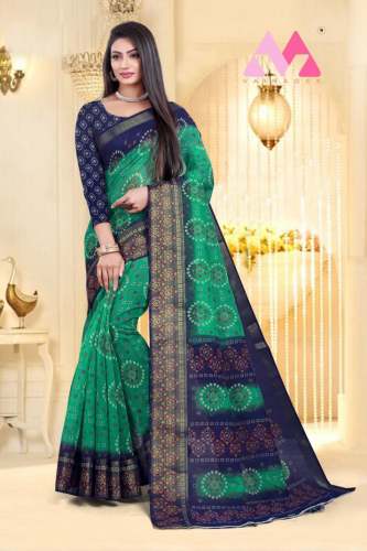 Fancy Cotton Linen Bandhani Saree by heena fashion