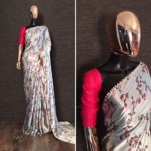 Festival Collection Satin Silk Printed Saree by heena fashion