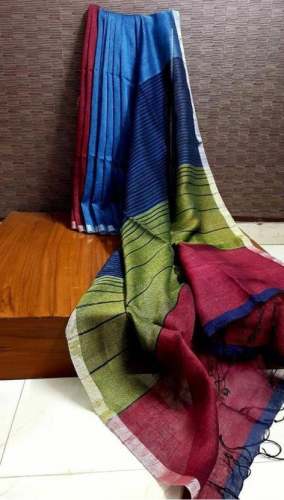 Multicoloured Linen Saree
