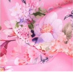 Pink color Butter Crepe Printed  Fabric