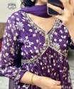 New Launched Purple Alia Cut Suit Set 