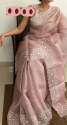 Organza With Embroidery Work Saree thumb 4